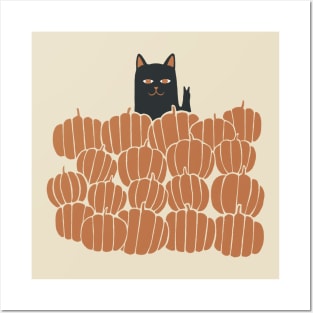 Cat love pumpkin Posters and Art